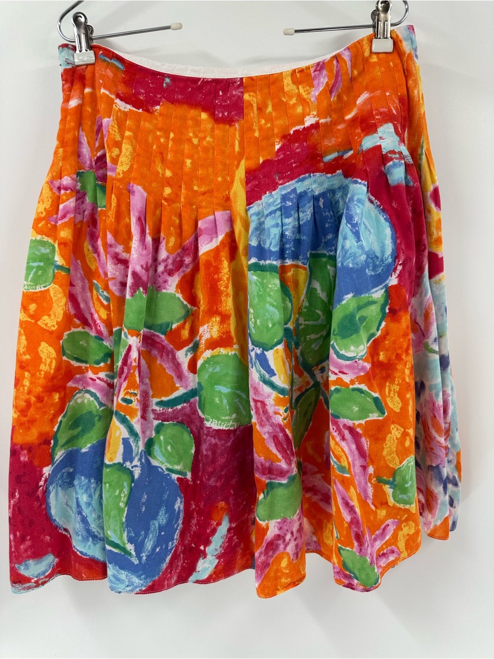 Ralph Lauren Watercolor Floral Pleated High Waisted  Cotton Knee Length Skirt 10 - Picture 3 of 11